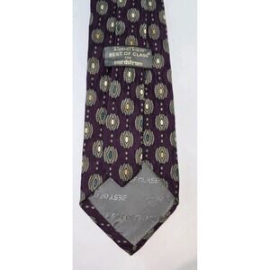 Vintage Robert Talbott Studio Tie Silk Geometric Burgundy & Silver Best Of Class